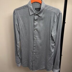 Zara Black Textured Button Down Slim - Men Small